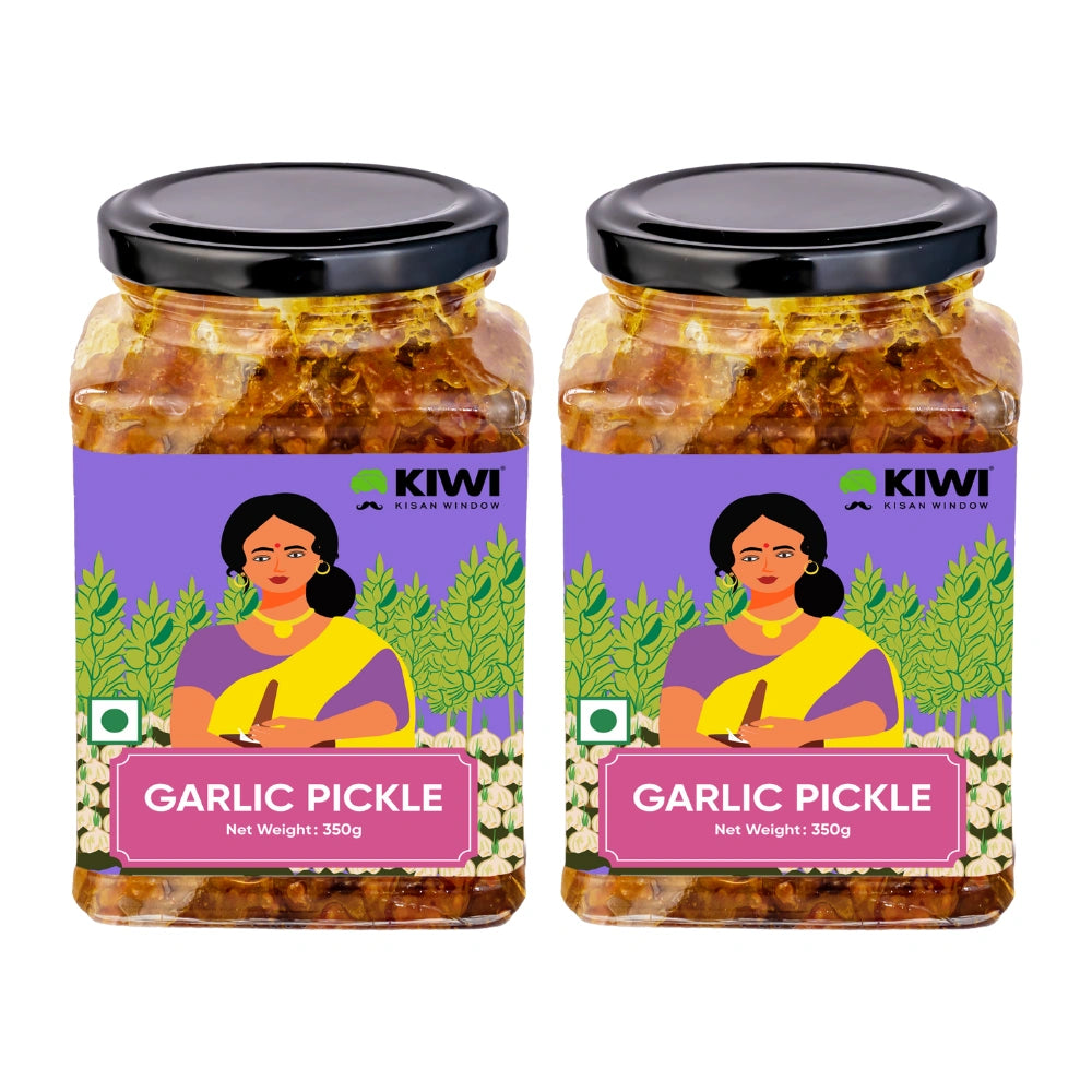 Jar of spicy Garlic Pickle, showing whole garlic cloves in a savory brine, perfect for adding flavor.