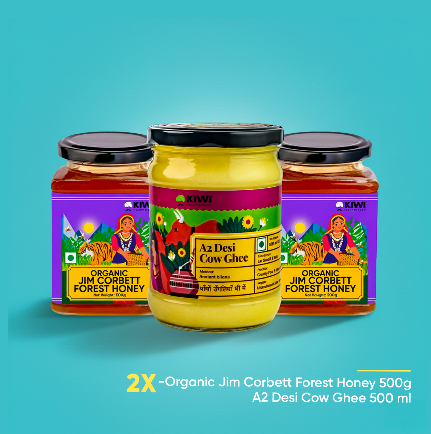 Winter Essentials ( 2 Jim Corbett Honey + 1 Desi Cow Ghee)