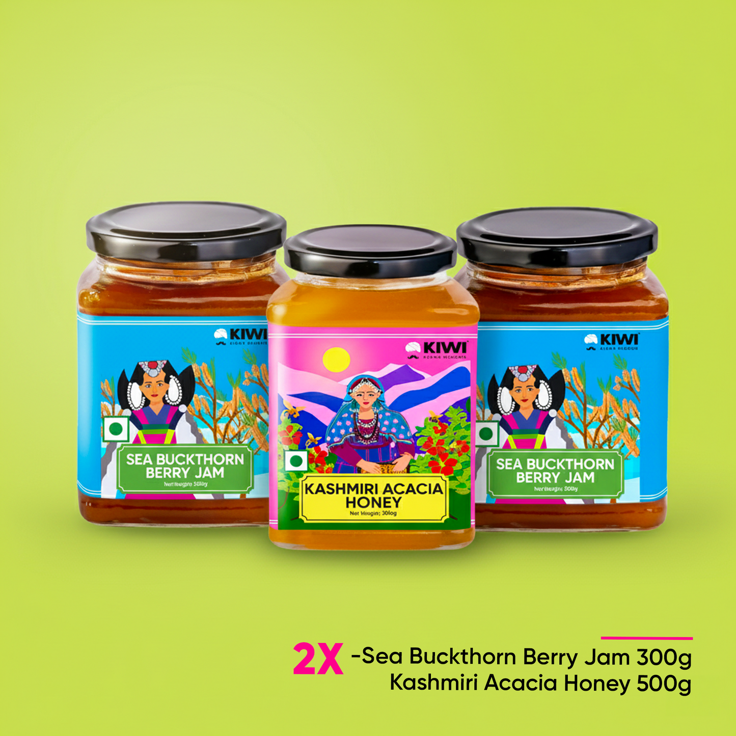 Himalayan Wellness Duo ( 1 Kashmiri Acacia Honey + 2 Sea Buckthorn Jam )