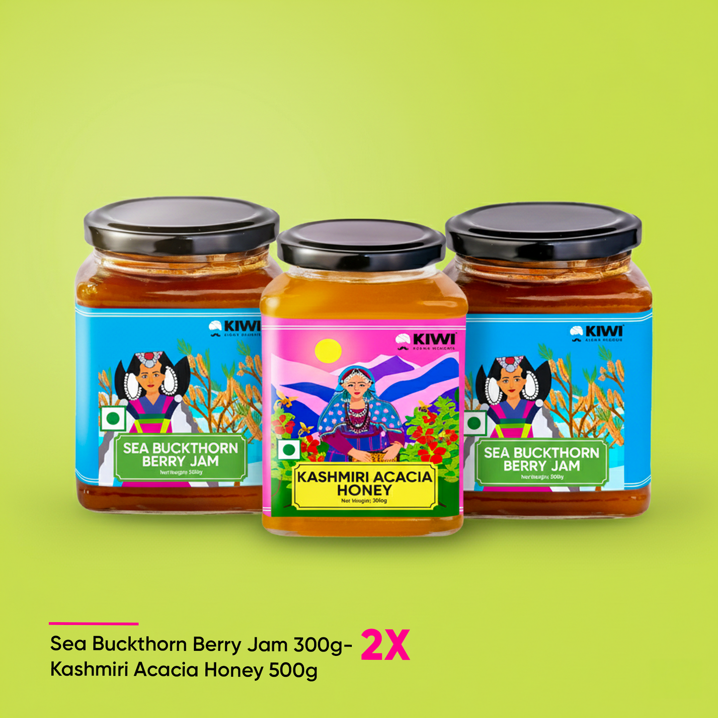 Himalayan Wellness Duo ( 1 Kashmiri Acacia Honey + 2 Sea Buckthorn Jam )
