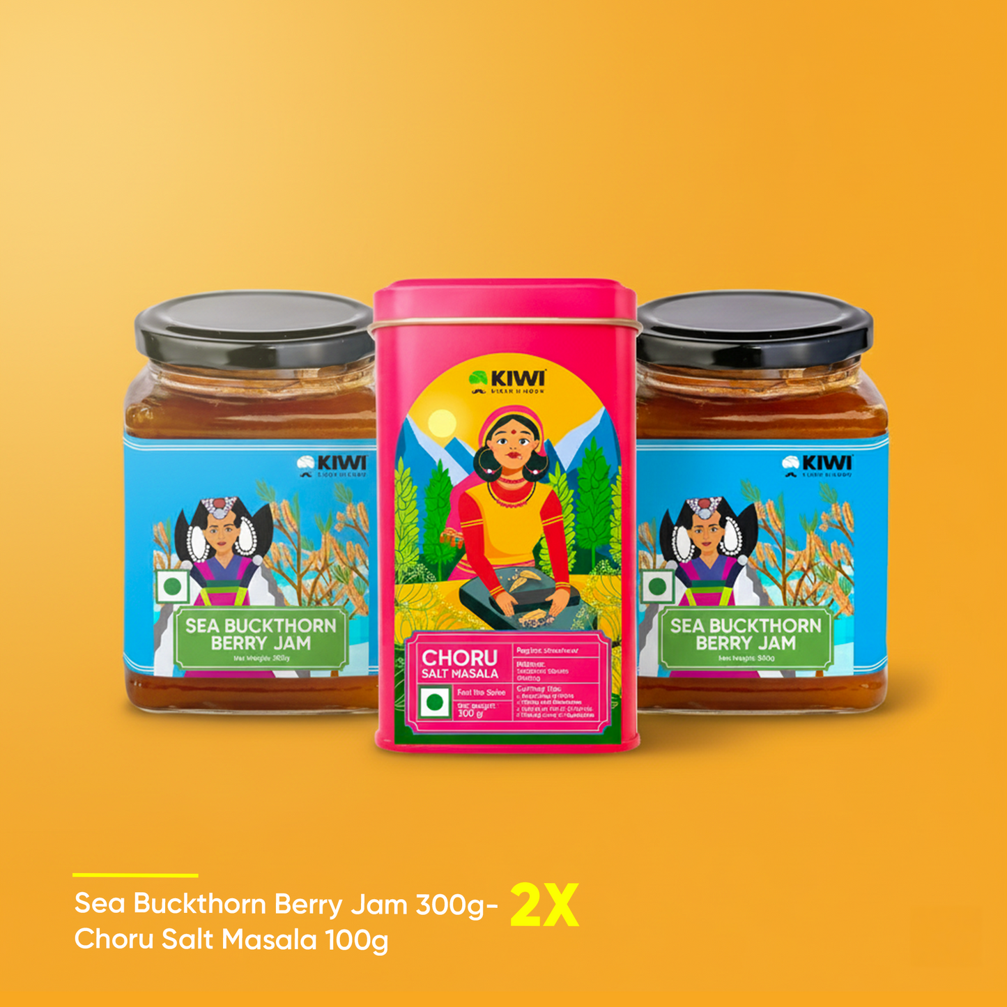 Himalayan Flavour Duo (1 Choru Salt + 2 Sea Buckthorn Berry Jam )