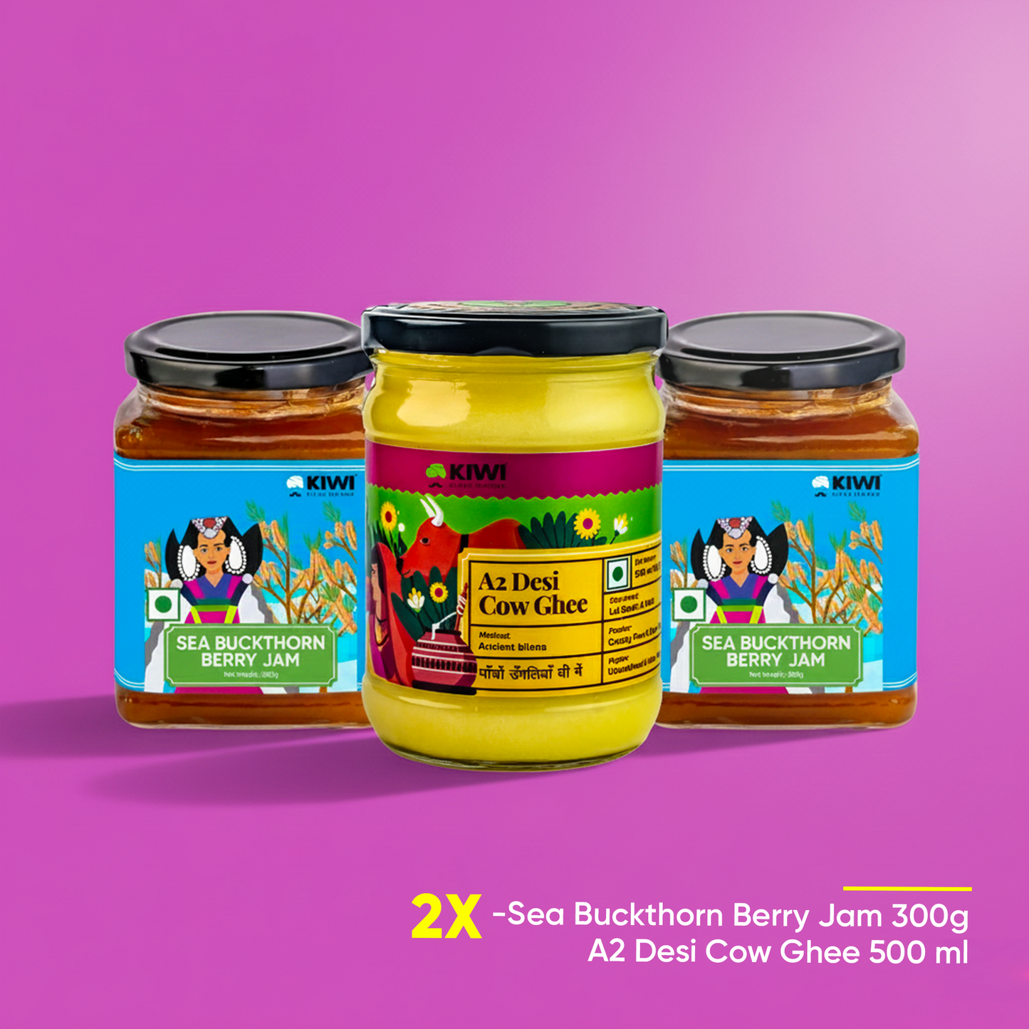 Best Selling Duo ( 1 A2 Desi Cow Ghee + 2 Sea Buckthorn Berry Jam )