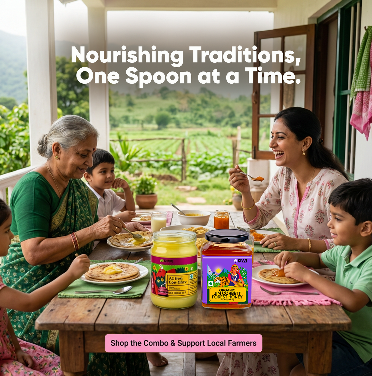 Winter Essentials ( 2 Jim Corbett Honey + 1 Desi Cow Ghee)