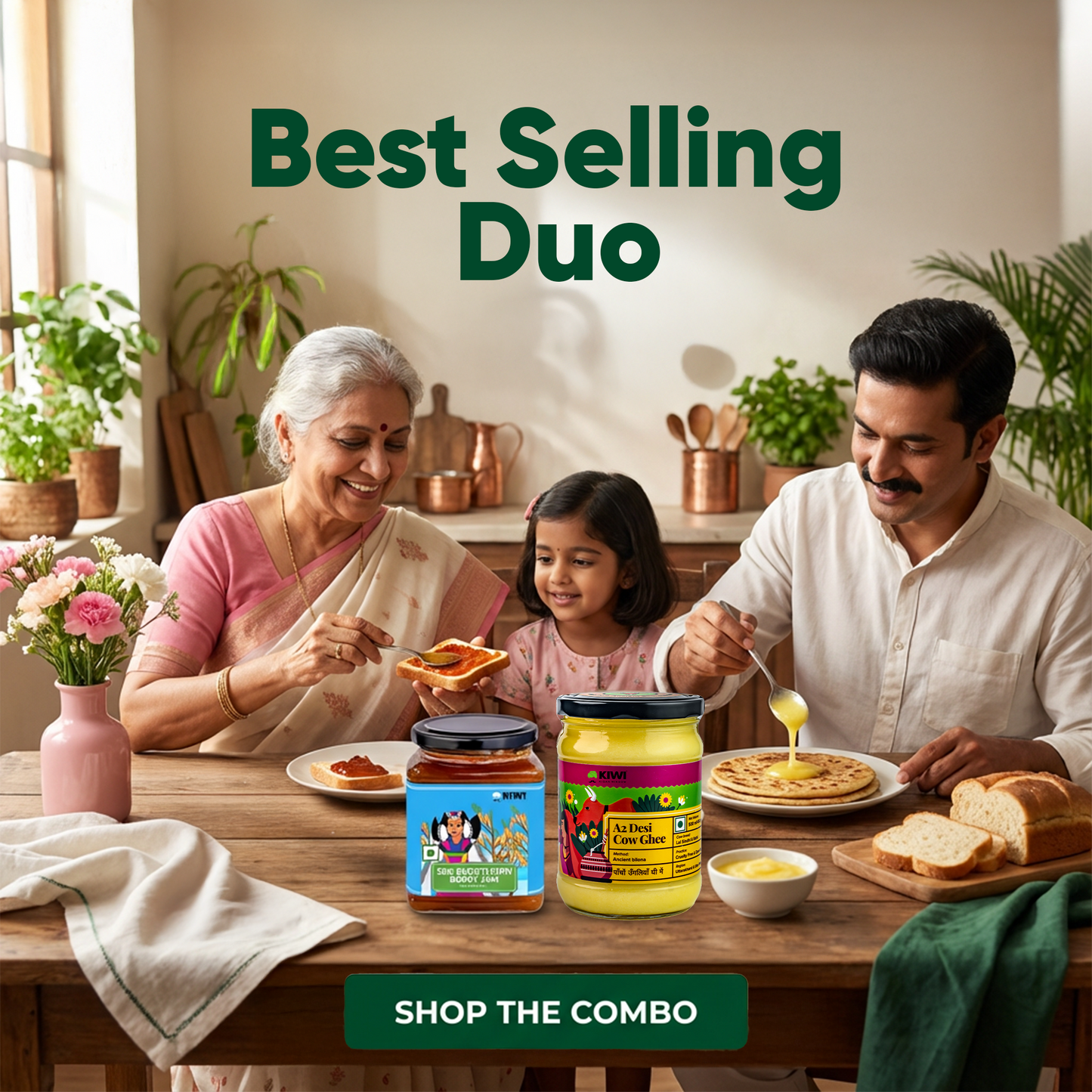 Best Selling Duo ( 1 A2 Desi Cow Ghee + 2 Sea Buckthorn Berry Jam )