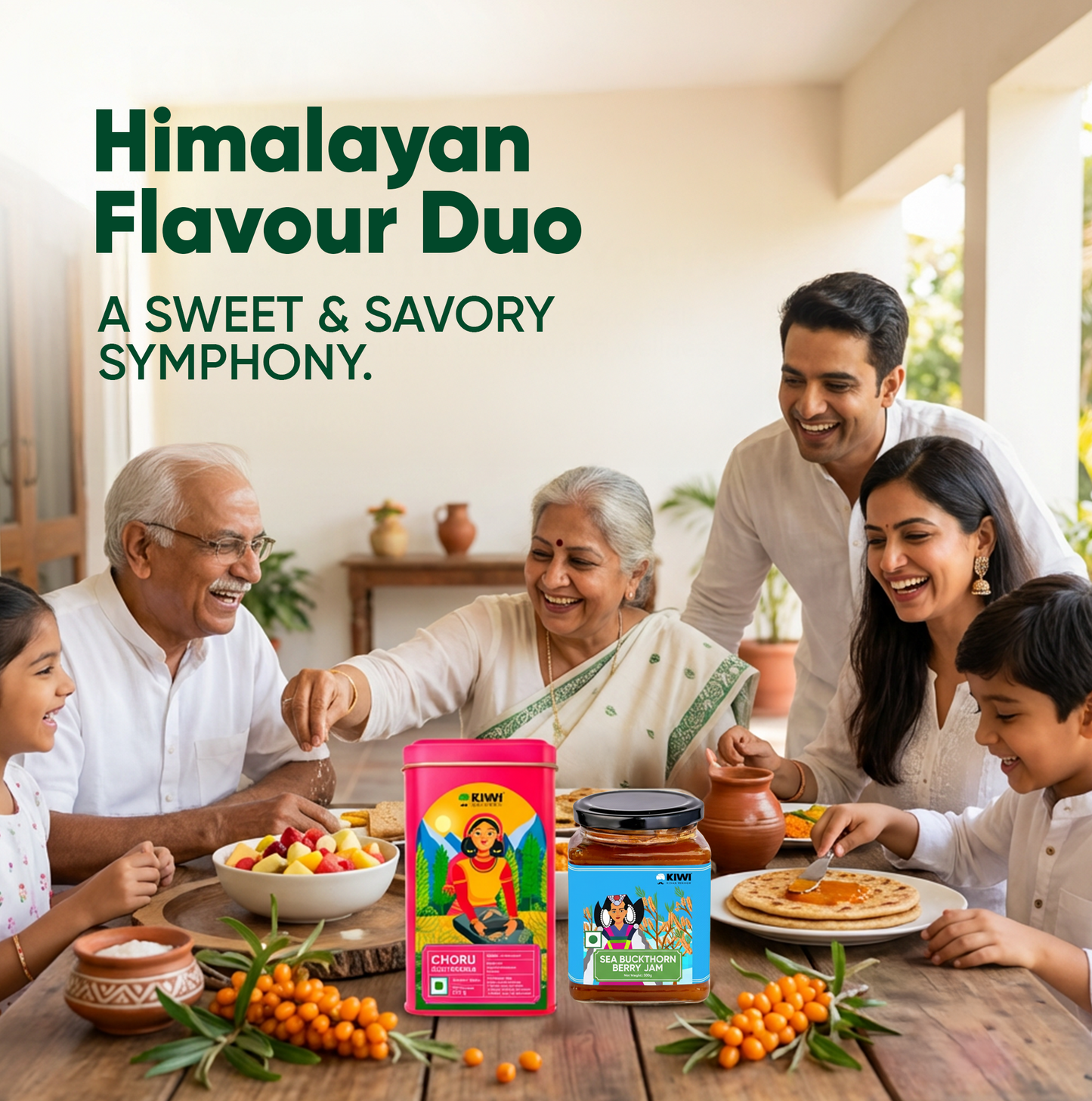 Himalayan Flavour Duo (1 Choru Salt + 2 Sea Buckthorn Berry Jam )