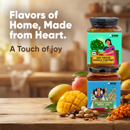 Fruit & Nut Wellness Pack ( 2 Sea Buckthorn Berry Jam + 2 Dry Fruits Mango Chutney )