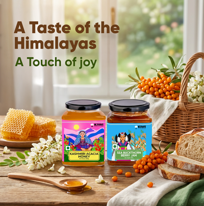 Himalayan Wellness Duo ( 1 Kashmiri Acacia Honey + 2 Sea Buckthorn Jam )