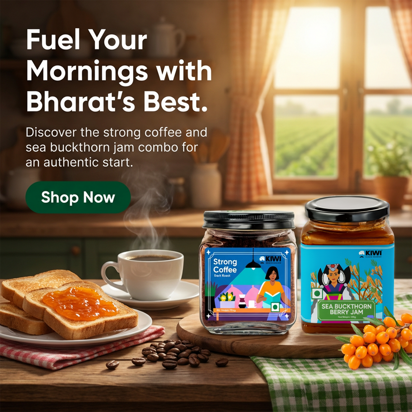 Energy Boosting Pair ( 1 Strong Coffee + 2 Sea Buckthorn Berry Jam