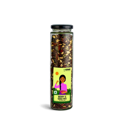 A vibrant Berry & Seed Mix with blueberries, raspberries, strawberries, and sunflower seeds.