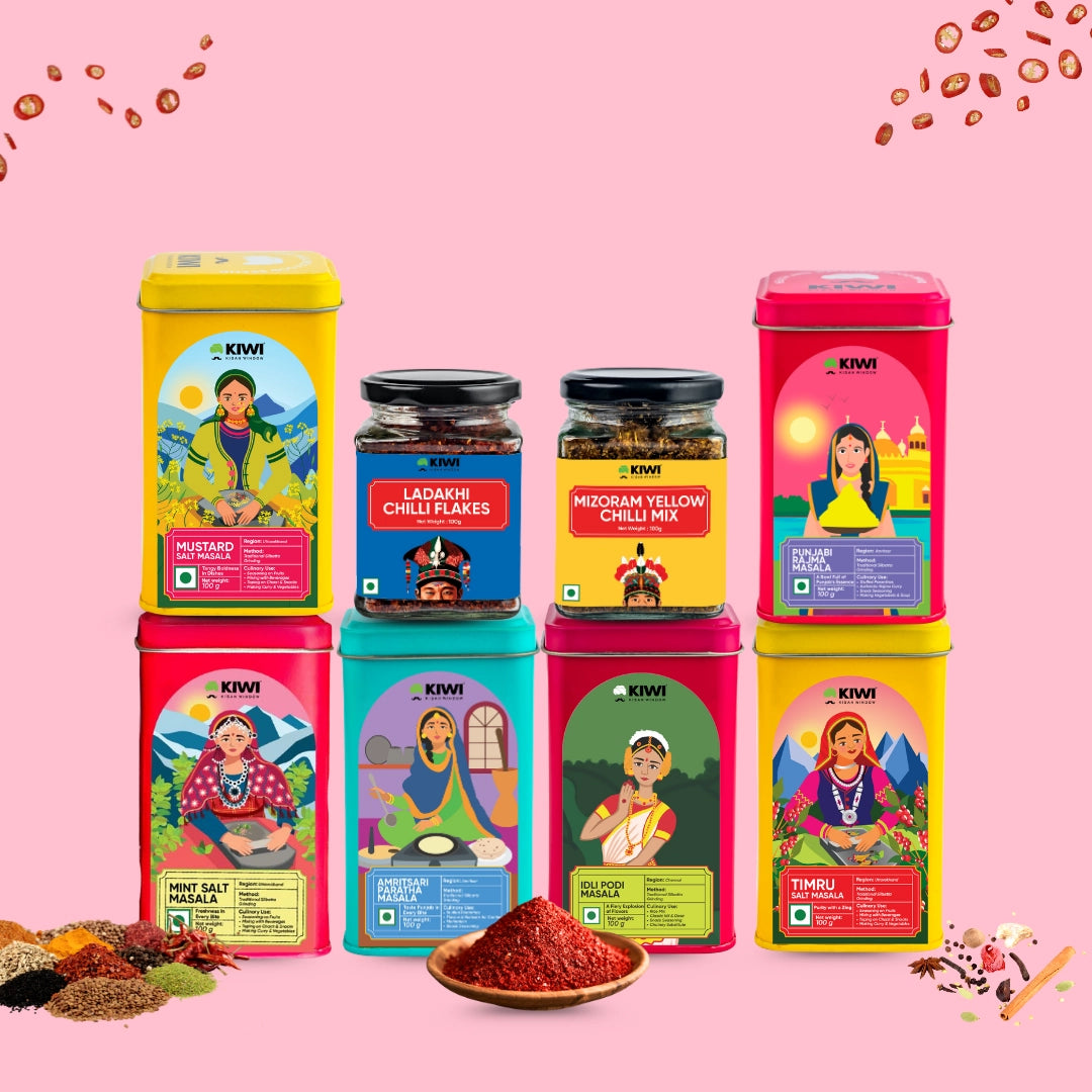 Great Indian Masala Box: 8 in 1 COMBO – KIWI Kisan Window