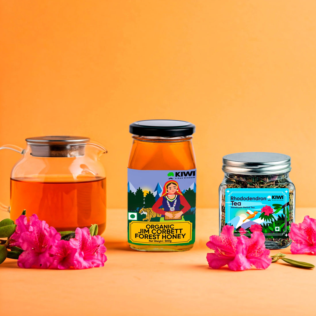 Honey & Tea Delight Bundle | Jim Corbett Forest Honey & Himalayan Rhododendron Tea