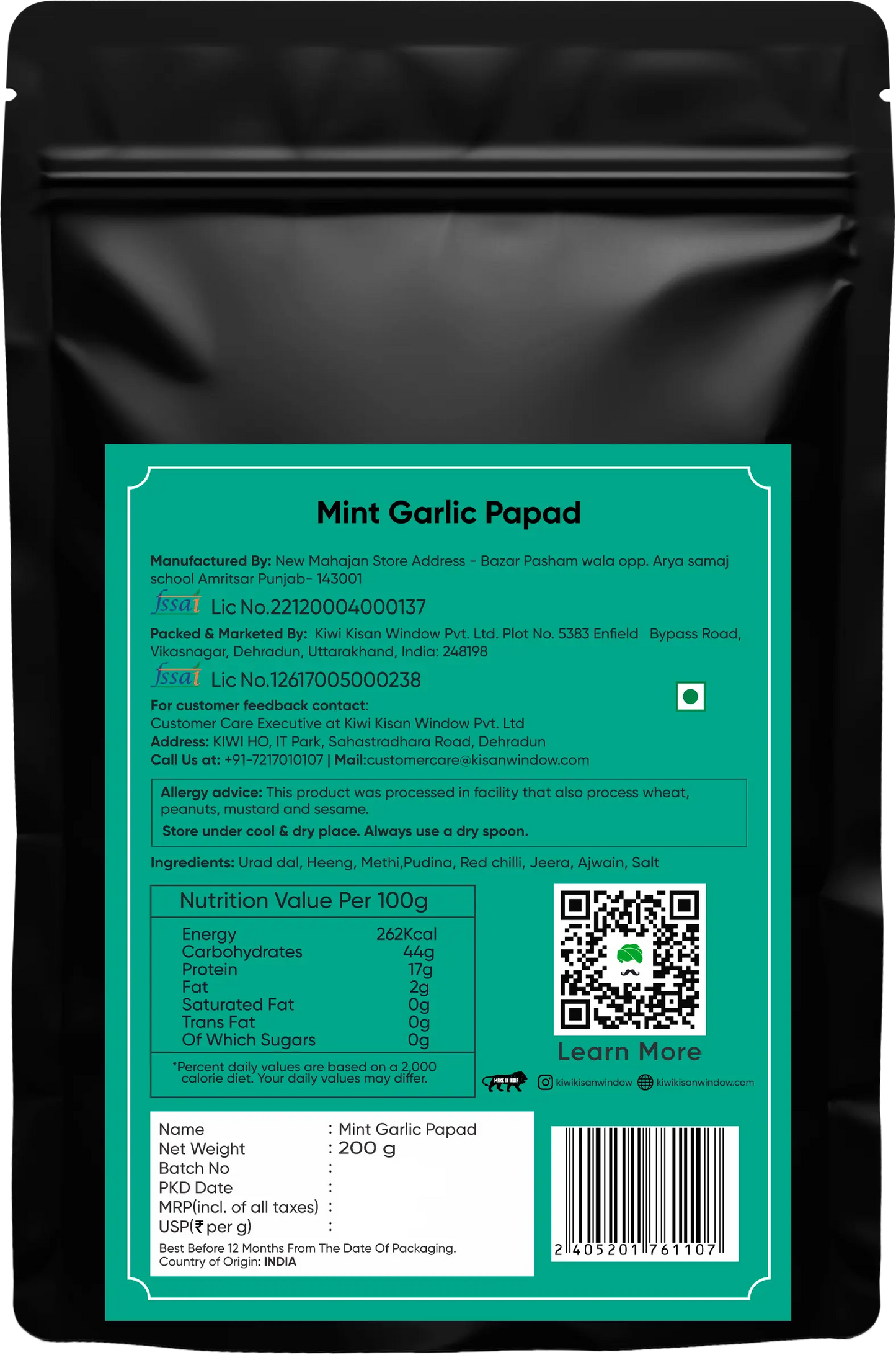 Mint Garlic Papad
