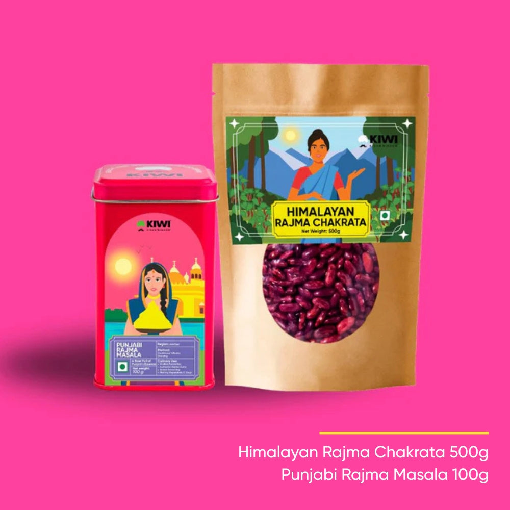Punjabi Rajma Kit Rajma+Masla: a red kidney bean pouch and a spice mix packet.