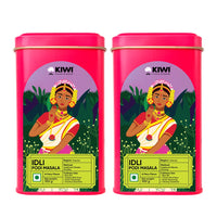 A jar of Gun Powder (Idli Podi Masala) with a label showing the product name and ingredients.
