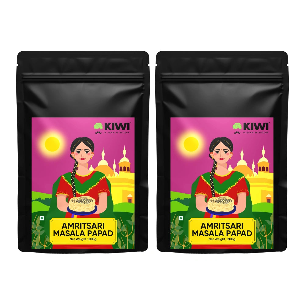 Amritsari Masala Papad: Crispy, spiced lentil crackers arranged on a white surface, ready to be enjoyed.