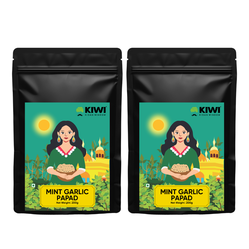 Mint Garlic Papad, a crispy, round papadum with visible green mint flecks and a subtle garlic aroma.