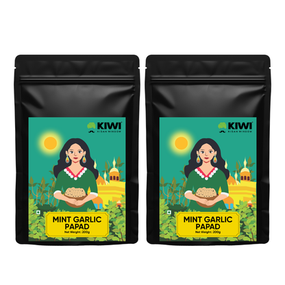 Mint Garlic Papad, a crispy, round papadum with visible green mint flecks and a subtle garlic aroma.