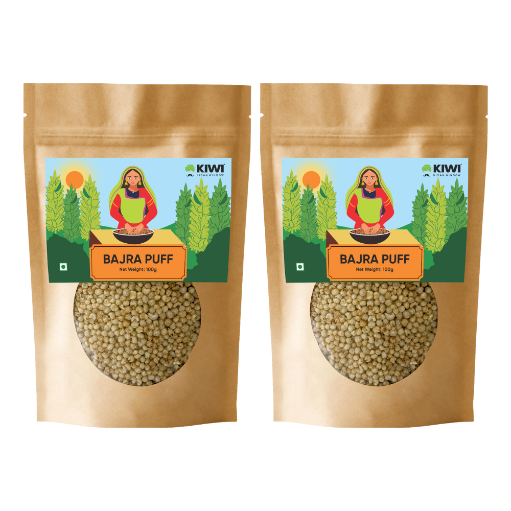 Crunchy Roasted Bajra Puffs, a healthy snack made from millet, in a bowl.