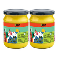 A jar of Tulsi Cow Ghee, showcasing its golden hue and creamy texture.
